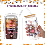 SiliFine 6 Pcs Halloween Glass Cups, 16 oz with Lids and Straws - Image 3