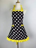 Hyzrz Cute Apron Retro Black Polka Dot Retro Ruffle Side Vintage Cooking Aprons - Image 4