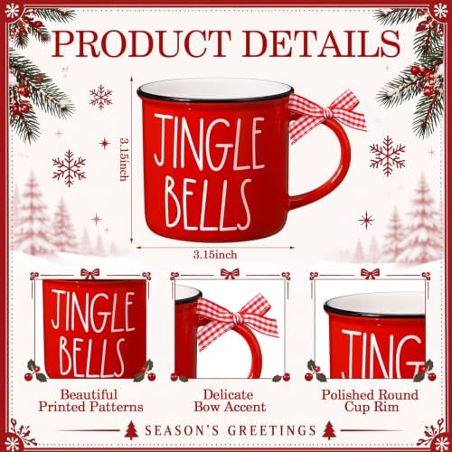 6 Pcs Christmas Mugs Gifts Bulk Red White Hot Cocoa Mugs Gifts - Image 3