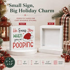 Christmas Bathroom Decor, Funny Santa Hat Christmas Decor Wooden Box Sign - Image 3