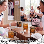 Tioncy 4 Pcs 12 oz Volleyball Glass Mugs with Handles, Team Gifts - Image 5