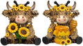 2 Pack Bee Highland Cow Figurine Decor, Bee Deor for Home by Burbell