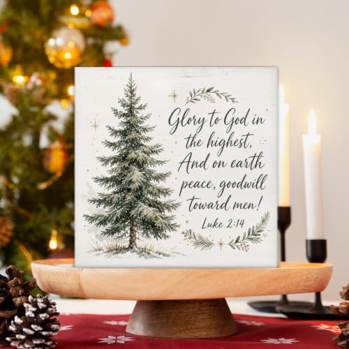 Christian Christmas Decor, Christmas Tree Bible Verse Wooden Sign - Image 3