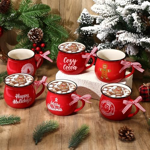Sawysine 6 Set Christmas Coffee Mugs, Holiday Gift, Gingerbread Man - Image 2