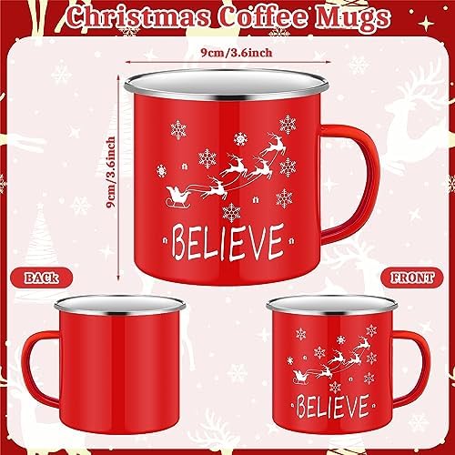 Mumufy 9 Pcs Christmas Coffee Mugs Winter Holiday Enamel Mugs with Quotes - Image 3