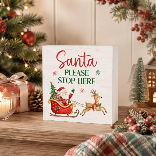 Funny Christmas Decor, Christmas Santa Claus Decorations Wooden Box Sign - Image 5