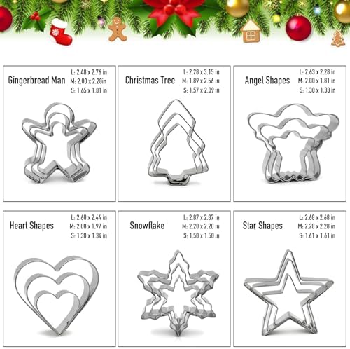 Christmas Cookie Cutters Set,18 Pieces, 6 Shapes - Image 5