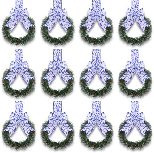 Retrowavy 12 Pcs Christmas Kitchen Cabinet Wreaths with Ribbon Small Wreath by Retrowavy