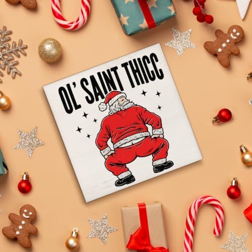 Funny Christmas Bathroom Decorations, Humor Santa Claus Wooden Sign Decor - Image 4