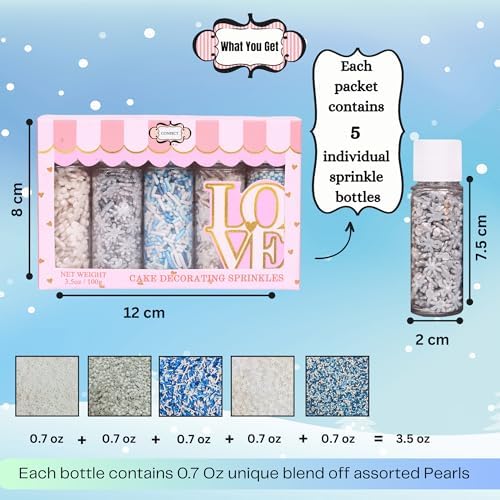 Confect Christmas Sprinkles | Frozen Mix Blue Pearls | Silver & White & Snowflakes | White Flower Sprinkle | Christmas Jimmies Sprinkles - 5 Oz - Image 5