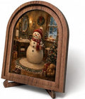 Snowman Bathroom Arched Table Sign, Christmas Farmhouse Shelf Decor by HPCHENG