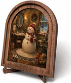 Snowman Bathroom Arched Table Sign, Christmas Farmhouse Shelf Decor by HPCHENG