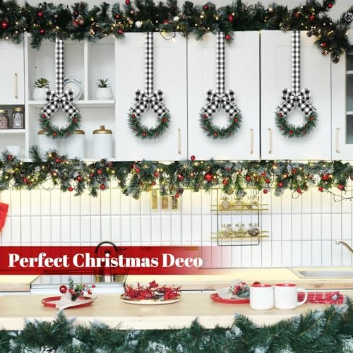 Retrowavy 12 Pcs Small Christmas Kitchen Cabinet Wreaths with Ribbon - Image 6