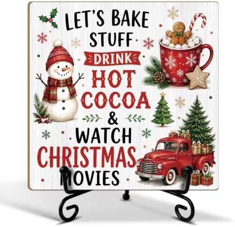 Christmas Wooden Signs Xmas Decor Wood Plaque with Support Stand by ZEDEV