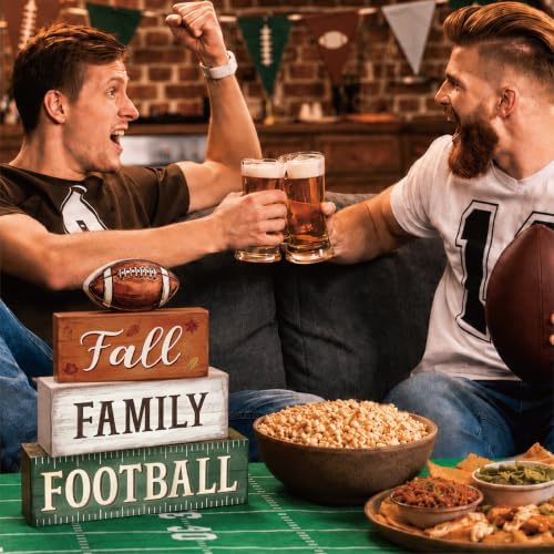 4 Pcs Football Decor, Wooden Autumn Fall Decorations for Home - Image 2