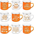 Mumufy 9 Pcs Fall Coffee Mugs, 12 oz, Thanksgiving Enamel Mugs with Handle by Mumufy