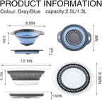 Collapsible Colander Set, Square Round Triangles Silicone Kitchen Strainer - Image 2