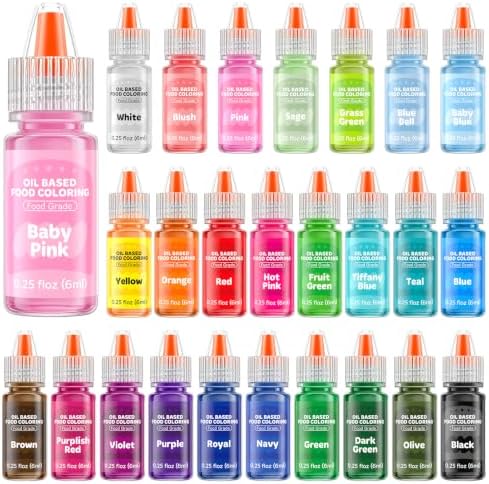 26 Colors Oil Based Food Coloring 6ml Edible Dye for Chocolate Candy Melts by Cherrysea