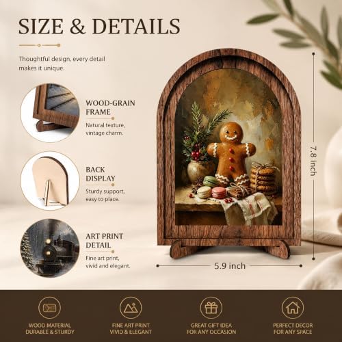Gingerbread Man Arched Table Sign, Christmas Farmhouse Shelf Decor - Image 2