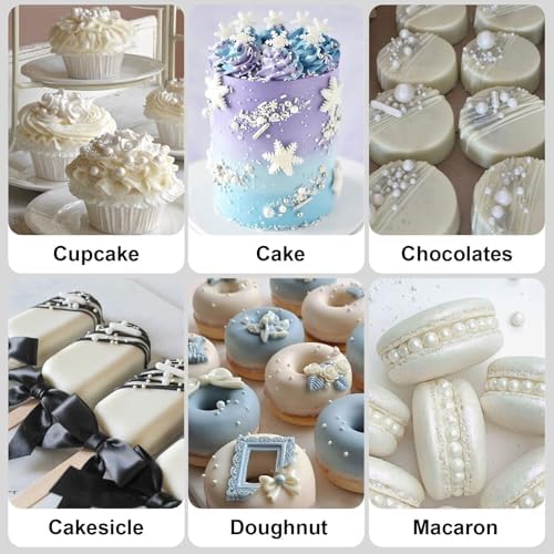 White Edible Cake Pearls Sprinkles with Claw Pen for Cake Decorating, 180g - Image 6