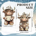 2 Pack Winter Highland Cow Figurine Decor, Resin Winter Theme Decor - Image 3