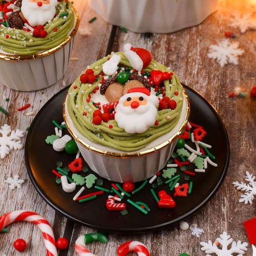 Christmas Sprinkles for Cookies, Holiday Red and Green Sprinkles Assortment 5 oz, Edible Jimmies Nonpareils and Sanding Sugar Pearls for Cake Decorating, Christmas Cookies, Baking, Cupcakes, Desserts - Image 4