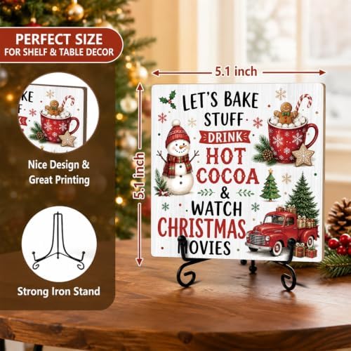 Christmas Wooden Signs Xmas Decor Wood Plaque with Support Stand - Image 2