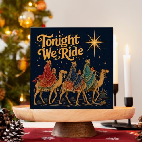 Christian Christmas Decor, Tonight We Ride Wooden Sign Bible Story Decor - Image 3