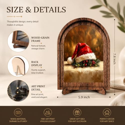 Santa Hat Arched Table Sign, Rustic Christmas Farmhouse Decor - Image 2