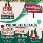 Moucuny 4 Pcs Christmas Tree Table Decorations Xmas Wooden Blocks Signs - Image 4