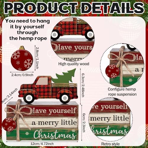 4 Pcs Christmas Tiered Tray Decor, Wooden Shelf Sign - Image 5