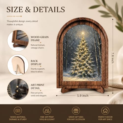 Winter Christmas Tree Arched Table Sign, Rustic Farmhouse Holiday Decor - Image 2
