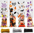 CCINEE Halloween Cellophane Treat Bags, 200pcs Clear Cello Candy Bags with Twsit for Halloween Trick or Treat Party Supply by CCINEE