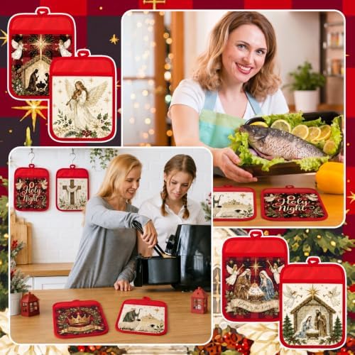 Jingmore 12 Pcs Christmas Christian Pot Holders with Pocket Gift Bulk - Image 5