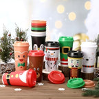 SiliFine 16 Pcs Christmas Coffee Cups with Lids 16 oz Reusable Travel Mugs - Image 3