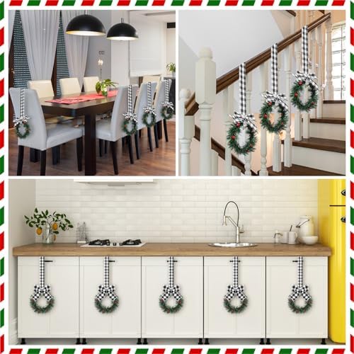 Retrowavy 12 Pcs Small Christmas Kitchen Cabinet Wreaths with Ribbon - Image 5