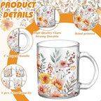 Tioncy 4 Pcs Fall Floral Glass Coffee Mugs 12 oz - Image 3