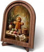 Gingerbread Man Arched Table Sign, Christmas Farmhouse Shelf Decor by HPCHENG