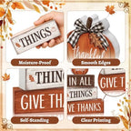 4 Pcs Fall Tiered Tray Decor, Wooden Fall Decorations for Home - Image 3