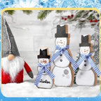 Suzile 3 Pcs Christmas Snowman Decoration Rustic Wooden Winter Indoor Decor - Image 5