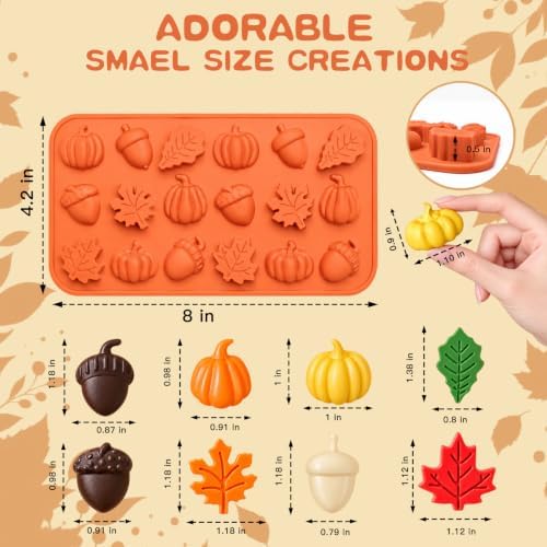 HKNMTT 2Pcs Mini Pumpkin Silicone Molds 36-Cavity 9 Shapes Fall Candy Molds - Image 3