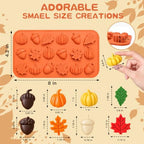 HKNMTT 2Pcs Mini Pumpkin Silicone Molds 36-Cavity 9 Shapes Fall Candy Molds - Image 3