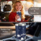 2025 Christmas Gifts for Women and Men, 20 oz Dark Blue Stainless Steel Christmas Coffee Tumblers with Lid and Straw, Snowflake Insulated Coffee Travel Mug for Women Men Teachers Coworkers - Image 7
