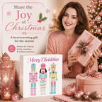Pink Christmas Decor, Nutcracker Christmas Decorations Indoor, Merry Sign Gift for Women Friends, Rustic Farmhouse Wooden Box Sign for Home Shelf Office Bedroom Living Room Desk Decor 5x5 Inches - Image 6