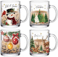 Tioncy 4 Pcs Christmas Glass Coffee Mugs 12 oz by Tioncy
