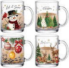 Tioncy 4 Pcs Christmas Glass Coffee Mugs 12 oz by Tioncy