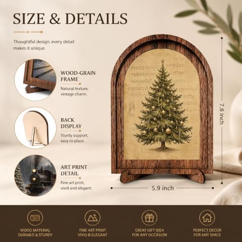 Christmas Tree Sheet Music Arched Table Sign, Farmhouse Shelf Decor - Image 2