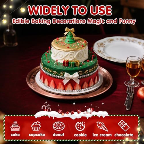 Edible Christmas Sprinkles,Red Green White Crystals Mix,Cake Decorating - Image 5