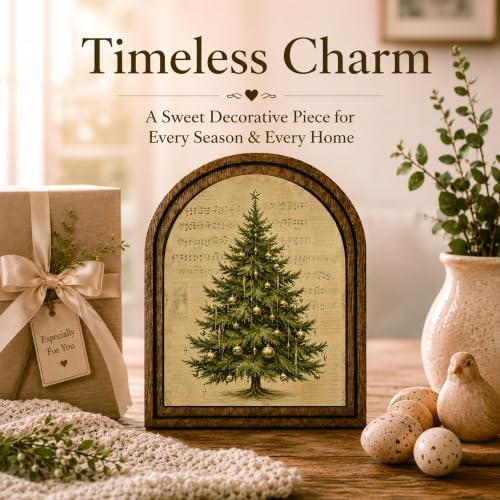 Christmas Tree Sheet Music Arched Table Sign, Farmhouse Shelf Decor - Image 3