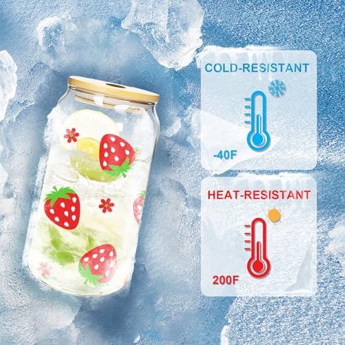 Coquette Cute Glass Cup, 2Pack 18oz Cherry Strawberry Iced Coffee Cup - Image 4